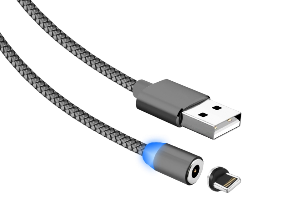 Кабель USB - Lightning JETACCESS JA-DC46 (магнитный) 1м серый