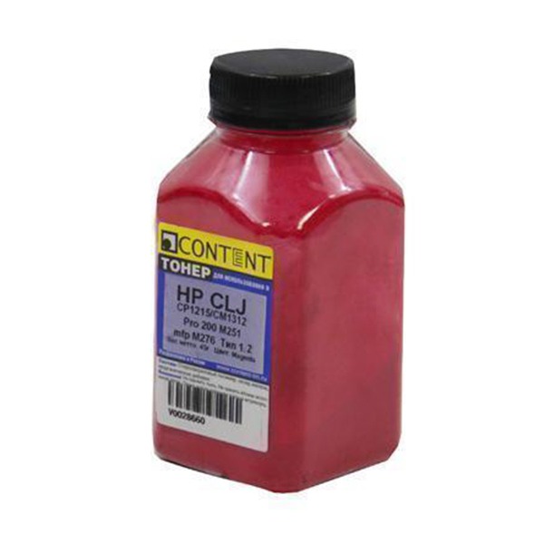 Тонер Content для HP CLJ CP1215/CM1312/Pro 200 M251/mfp M276 Тип 1.2, Magenta 45гр
