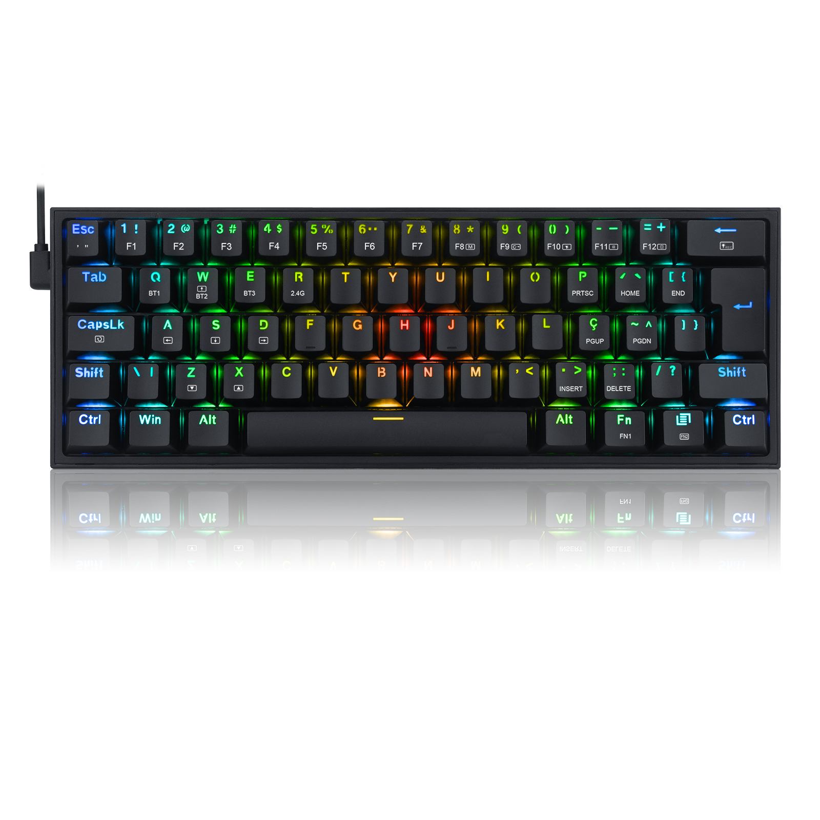 Клавиатура беспроводная механическая Redragon Fizz Pro, RGB, BT+2.4G, черный (70666)