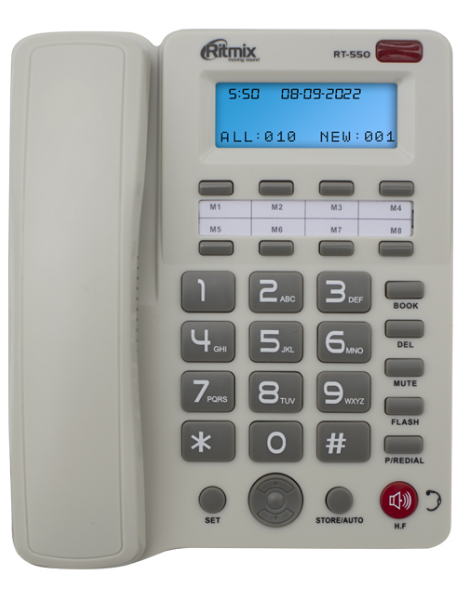 Телефон проводной RITMIX RT-550, белый