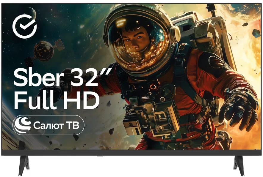 Телевизор 32" Sber SDX-32F3112, Smart, Full HD, Салют ТВ черный