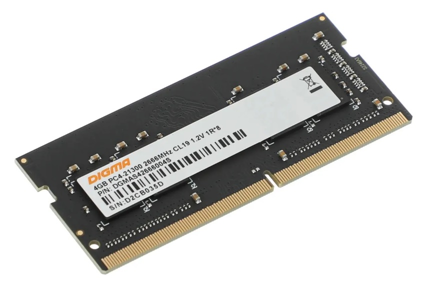 Модуль памяти SODIMM DDR4 4Gb PC21300 2666MHz Digma (DGMAS42666004S)