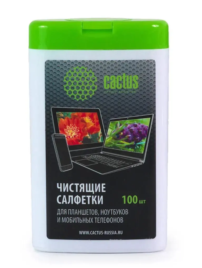 Чистящие салфетки Cactus CS-T1005 для планшетов и смартфонов малая туба 100шт влажных