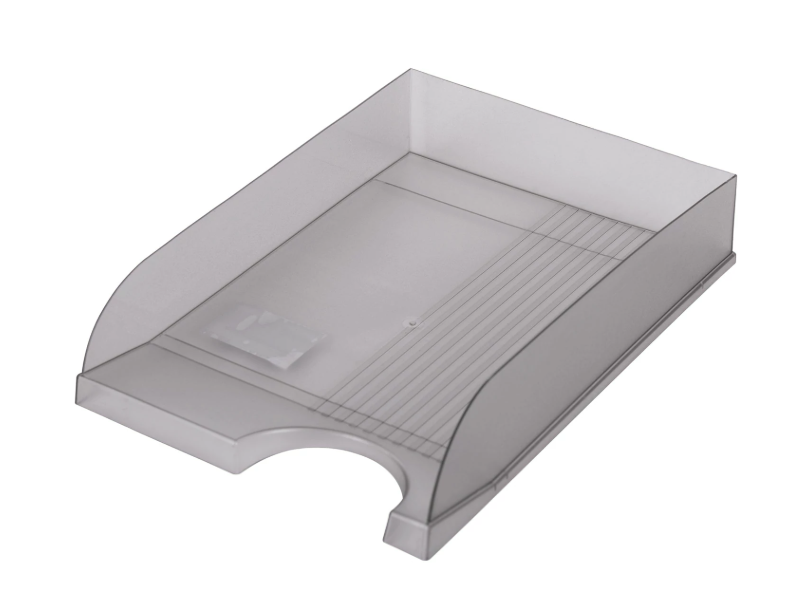 Лоток горизонтальный для бумаг BRAUBERG «Standard», 350×253×65 мм, тонированный серый, 238348