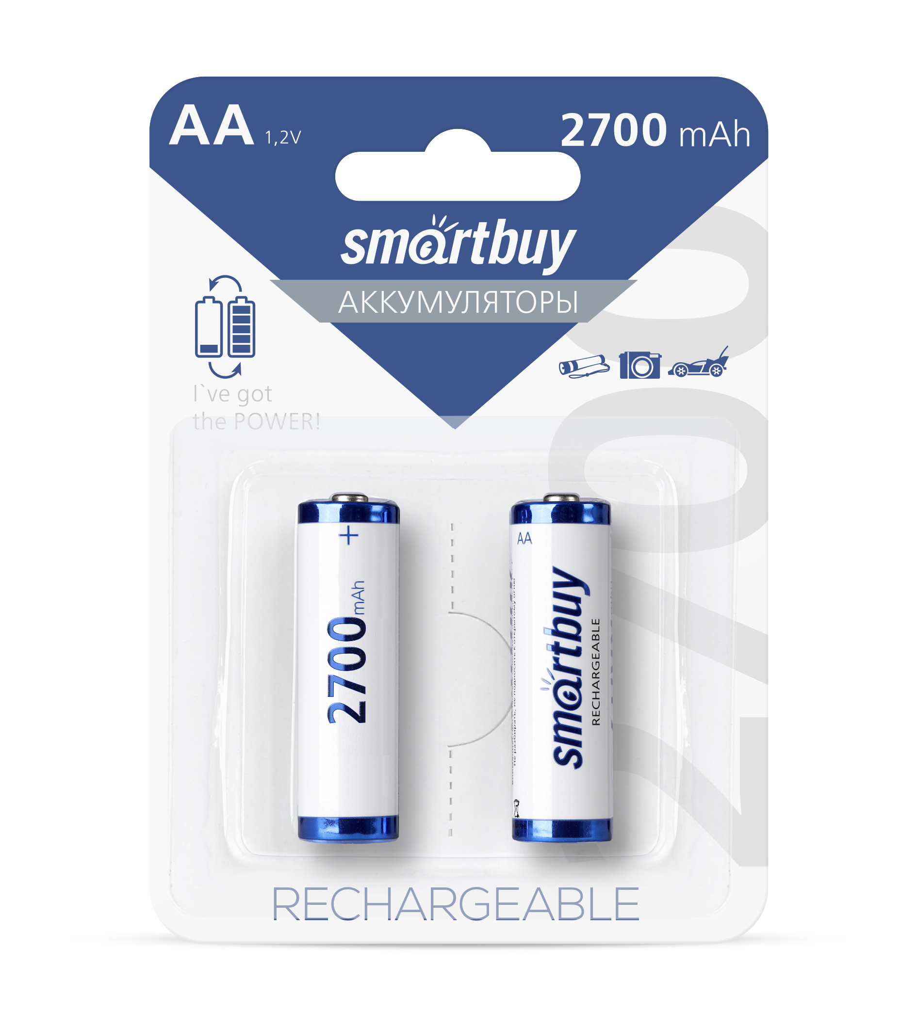 Аккумуляторные батарейки AA Smartbuy 2700mAh SBBR-2A02BL2700 2шт