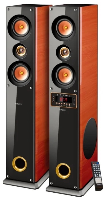 Акустика 2.0 Ginzzu GM-327, BT,USB,SD,FM,AUX,ПДУ, темный орех