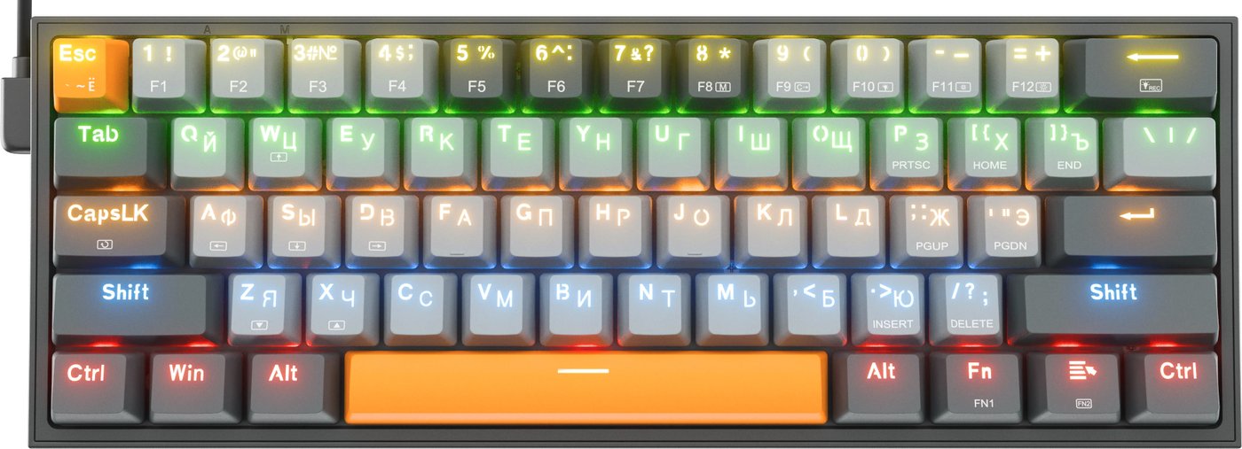 Клавиатура механическая Redragon Fizz, черный/серый (red switches, 72599)