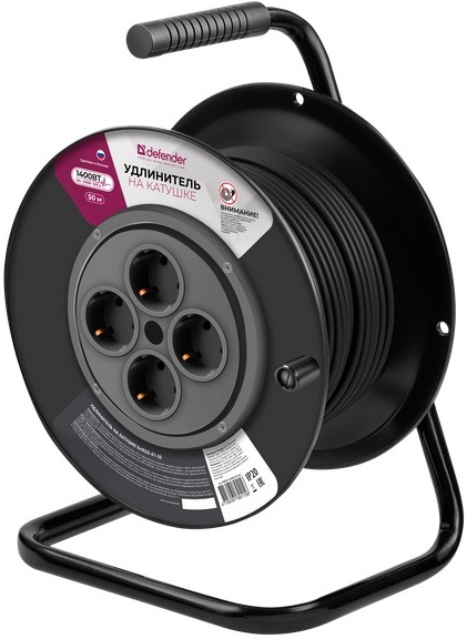 Удлинитель на катушке Defender ExtR2G-01-50 6А, 50м, без заземления