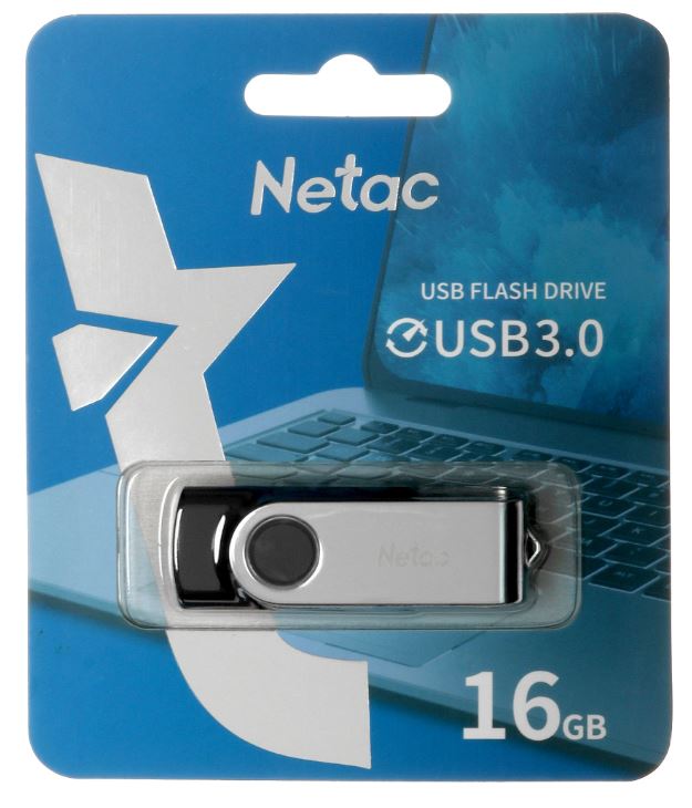 Флеш накопитель 16Gb USB 3.0 Netac U505 (NT03U505N-016G-30BK), черный/серебристый