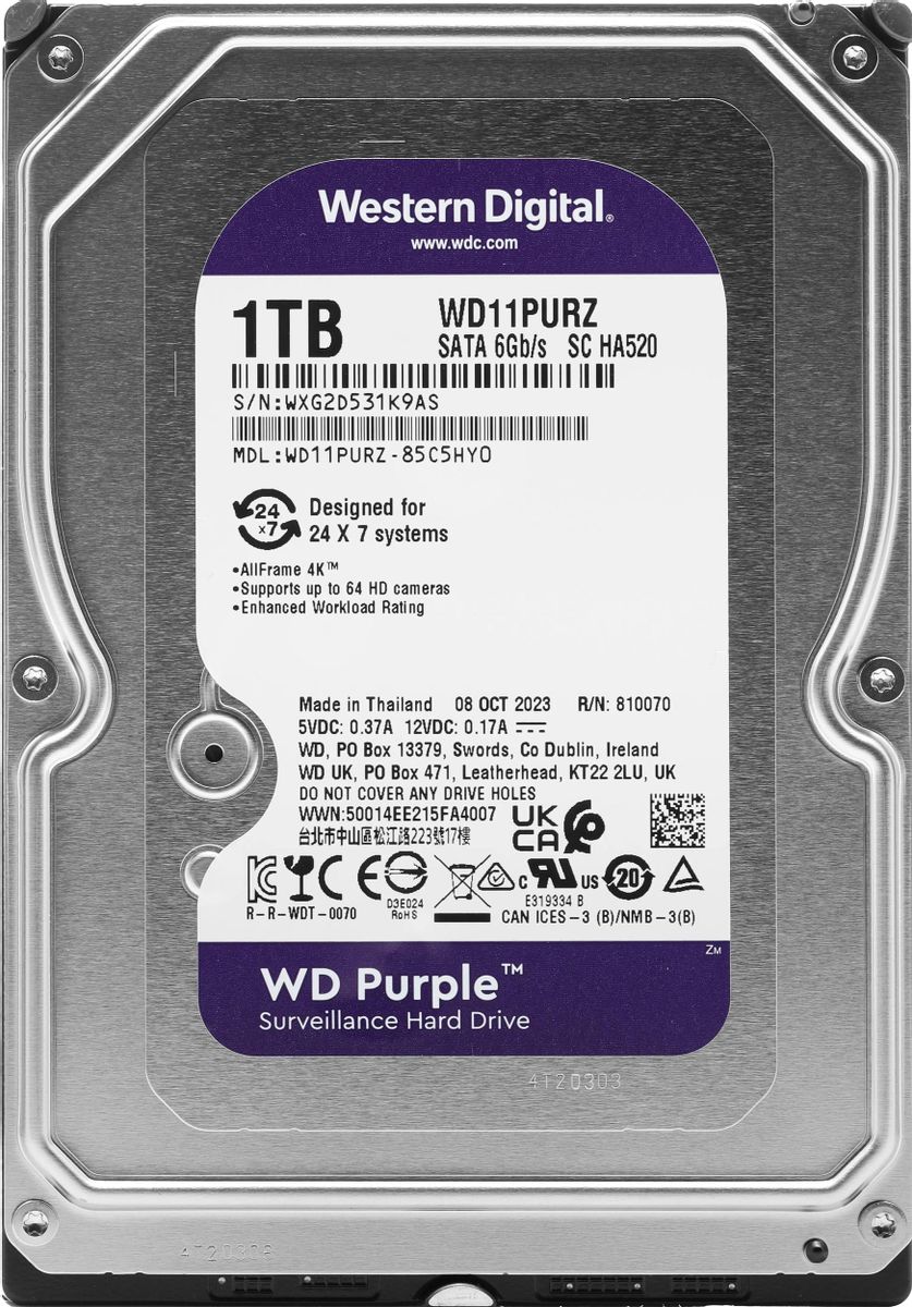 Жесткий диск 3.5" 1000Gb WD PURPLE (WD11PURZ)