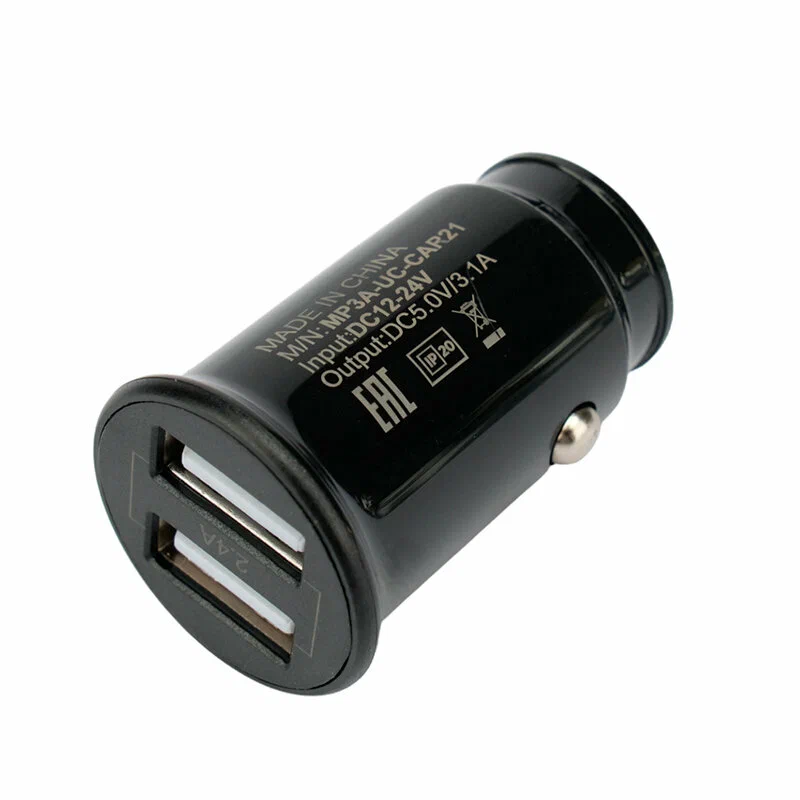 Автомобильное ЗУ Cablexpert MP3A-UC-CAR21 (12 Вт, 12 В, 2 USB, 2.4A)