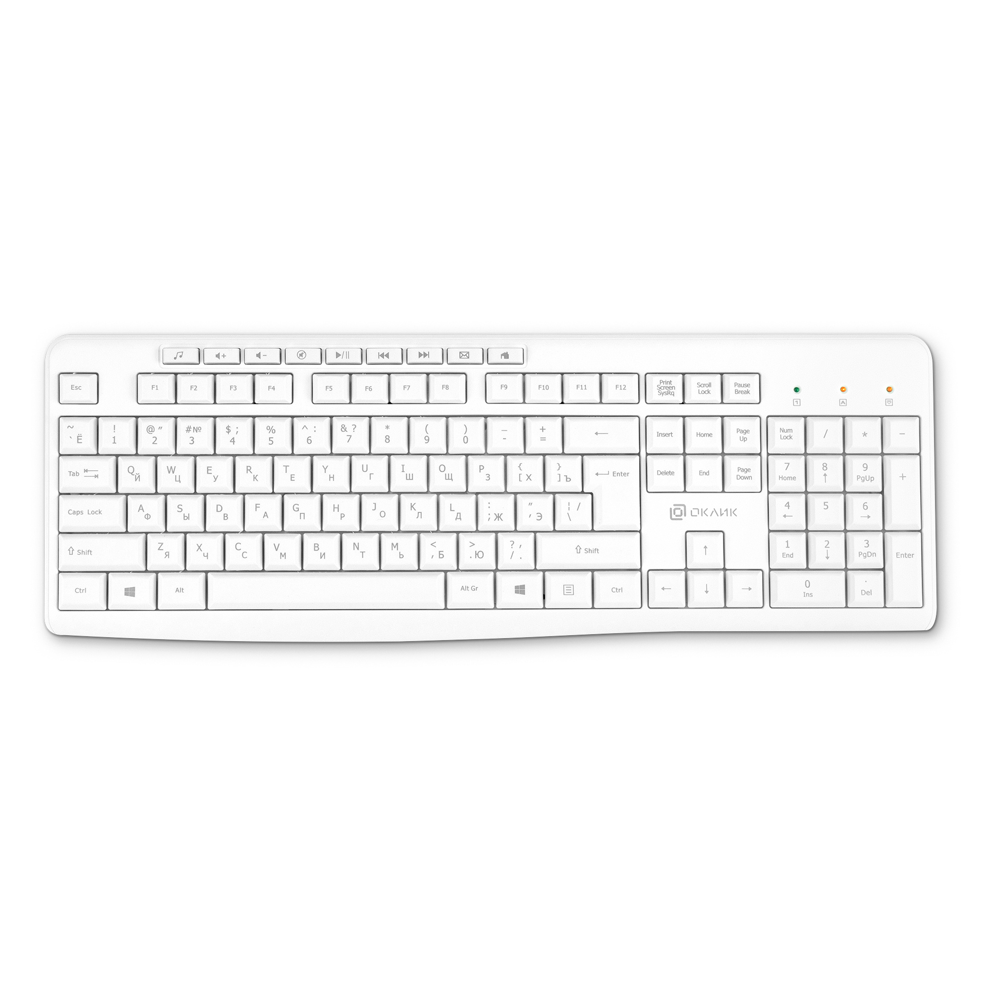 Клавиатура беспроводная Оклик K225W белый