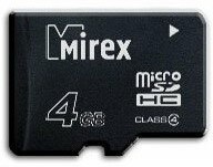 Карта памяти MicroSDHC 4Gb Mirex 13612-MCROSD04 Class 4