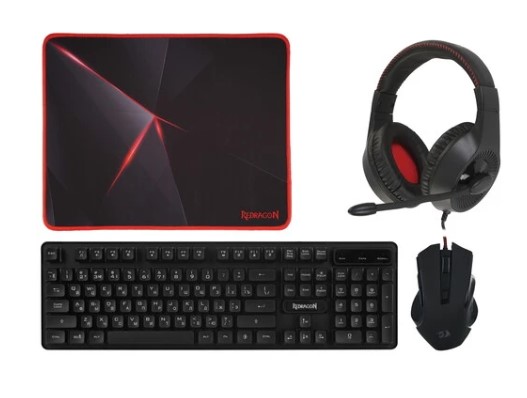 Проводной игровой набор клавиатура + мышь + ковер + наушники Redragon S137