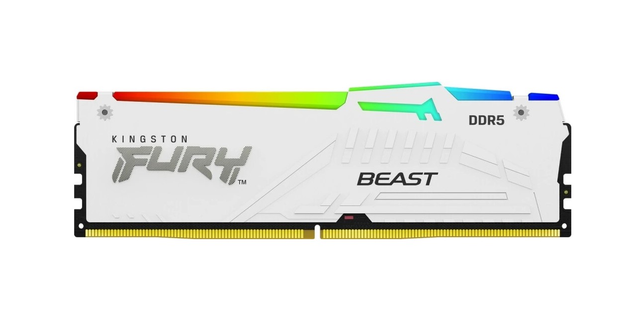 Модуль памяти DDR5 32Gb PC44800 5600MHz Kingston FURY Beast White RGB (KF556C40BWA-32)