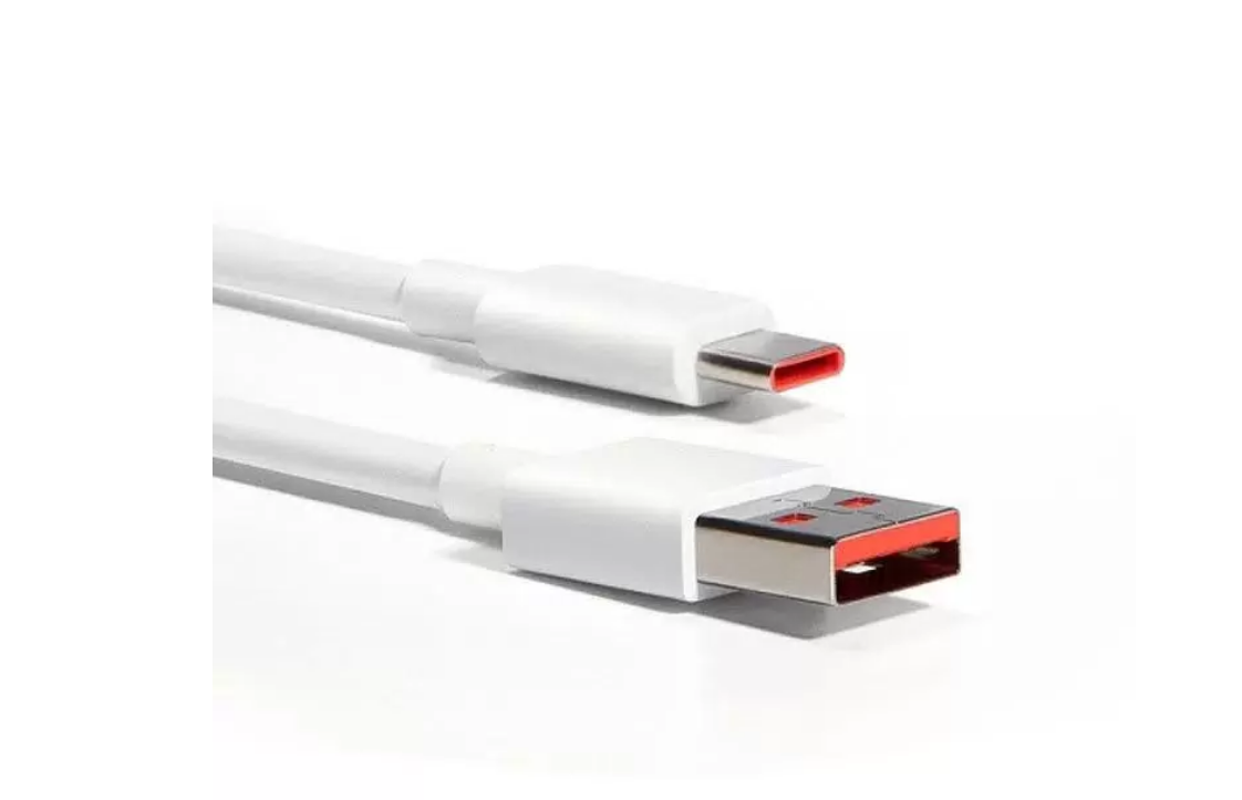 Кабель USB - Type-C, Xiaomi 6A, Fast Charging, 1м, белый