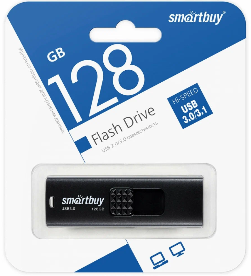 Флеш накопитель 128Gb USB 3.0 SmartBuy Fashion Black (SB128GB3FSK)