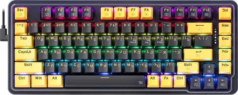 Клавиатура механическая Redragon Elf RU, RGB, фиолетовый/желтый
