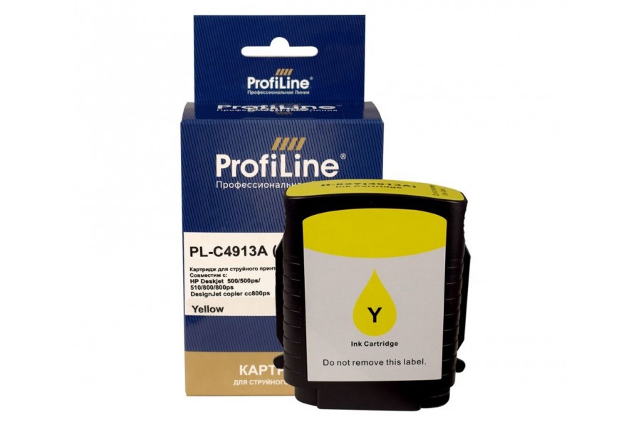 Картридж 82 для HP Deskjet 500/500ps/510/800/800ps(24/42in), ProfiLine, Yellow PL-C4913A
