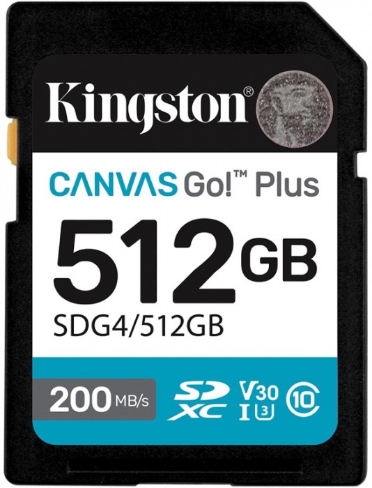 Карта памяти SDXC UHS-I U3 Card 512Gb Kingston Canvas Go SDG4/512GB
