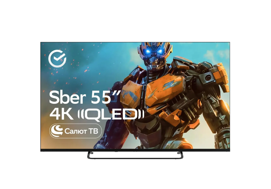 Телевизор 55" Sber SDX 55UQ5236, 3840x2160, 4K Ultra HD, 60 Гц, Wi-Fi, Smart TV, СалютТВ, черный