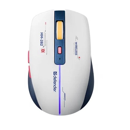 Мышь беспроводная игровая Defender Dila MM-282, LED, белый/синий