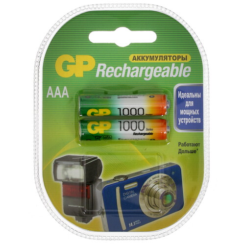 Аккумуляторные батарейки AAA GP 1000mAh 100AAAHC-2DECRC2 2шт