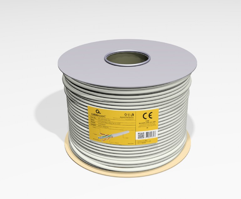 Кабель внутренний витая пара Бухта 305м Cablexpert UTP6 4pr (CCA, 0.57mm) UPC-6004-SOL