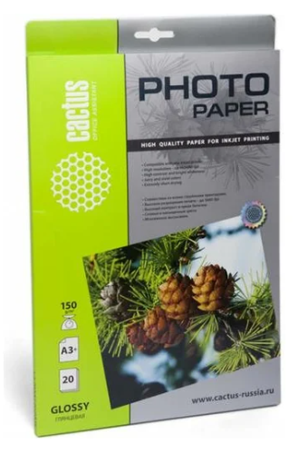 Фотобумага Cactus A3+ Глянцевая 150г/м 20л (CS-GA315020)