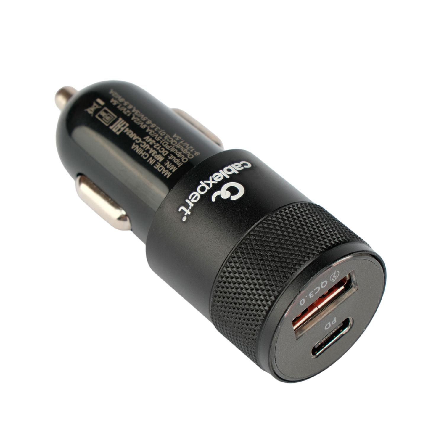 Автомобильное ЗУ Cablexpert MP3A-UC-CAR24 (38 Вт, 9-12 В, 1хUSB, 1хType-C, 3A), QC3.0/PD