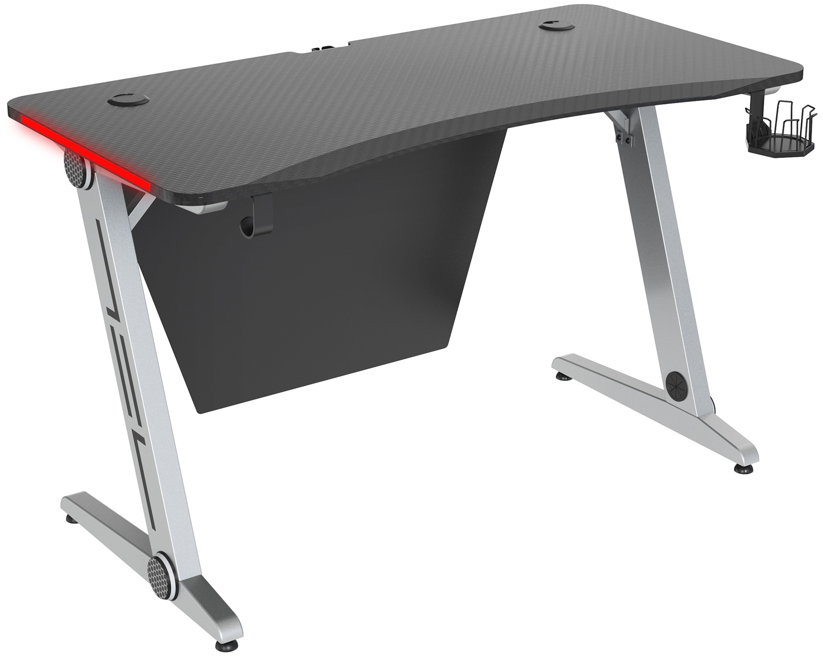 Игровой стол Cactus CS-GTZ-SL-CARBON-RED столешница МДФ карбон каркас серебристый
