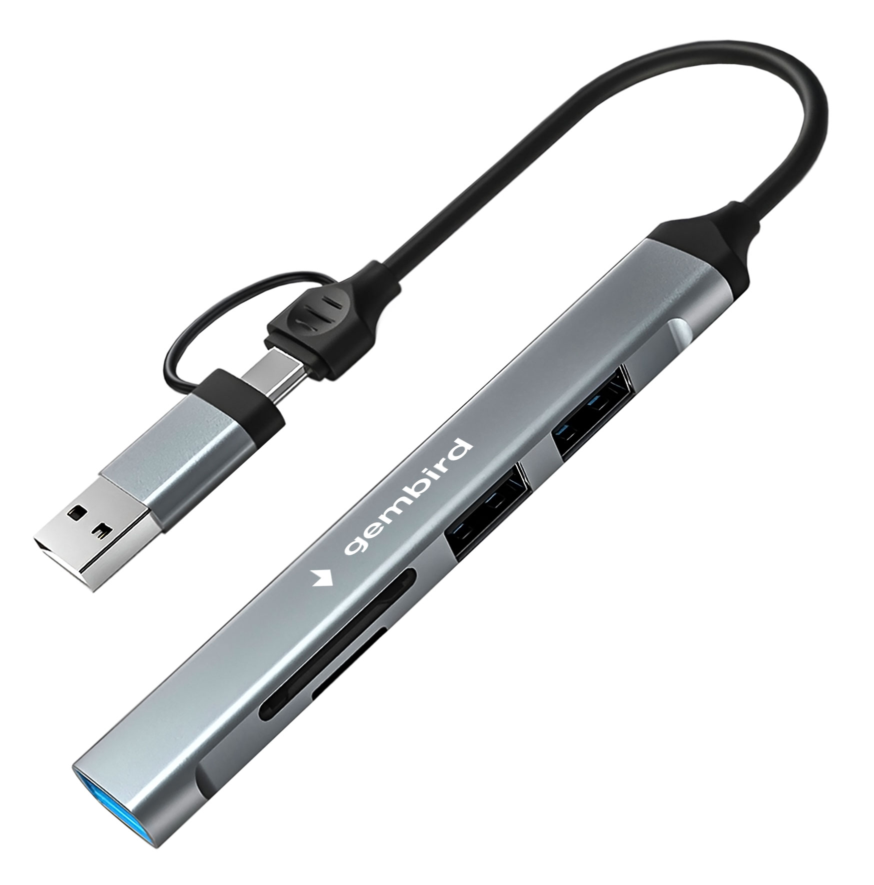 USB-концентратор Gembird FD2-MSD-3 (2xUSB2.0, USB3.1, SD/TF)