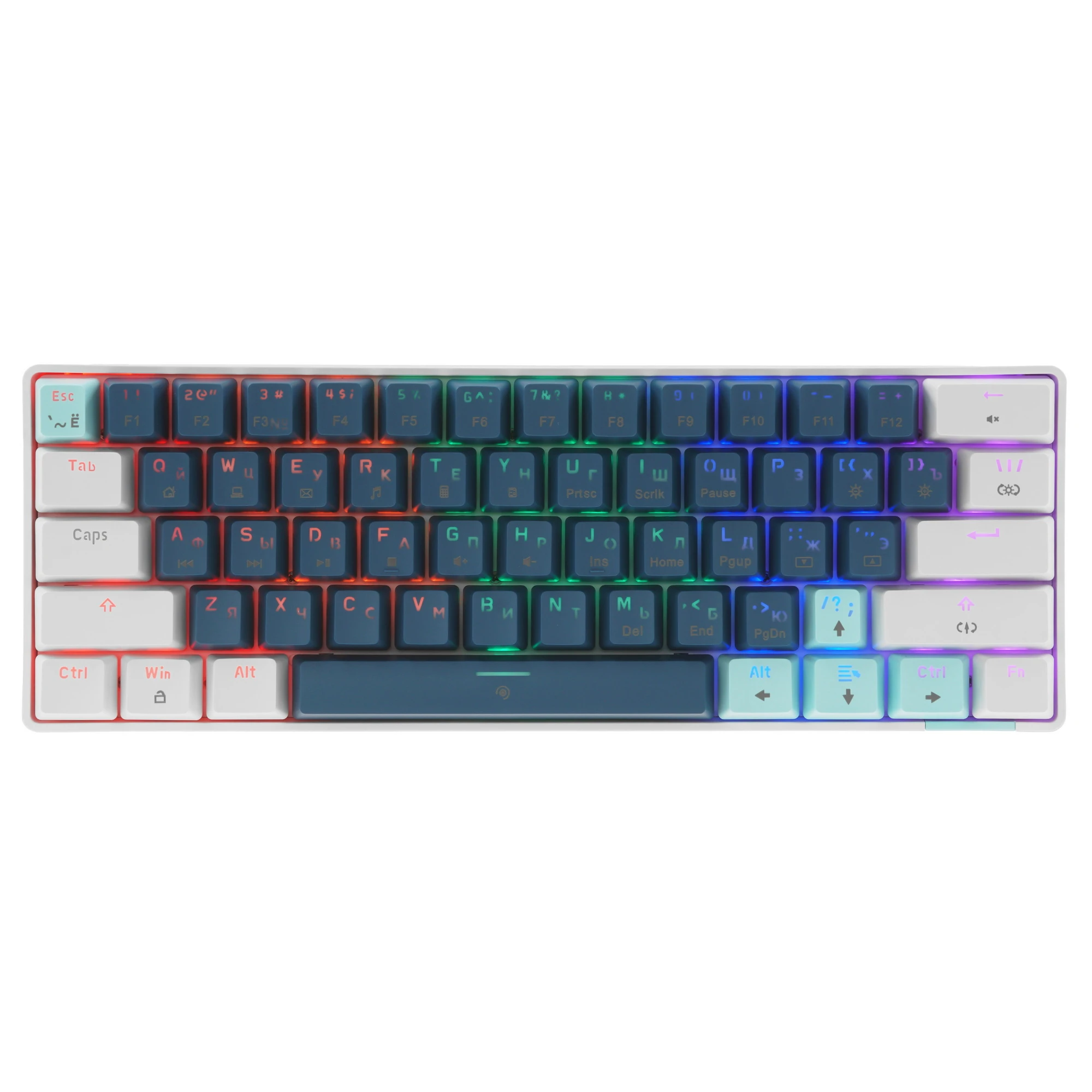 Клавиатура механическая PANTEON T3 RS HS RB, 60%, Rainbow, синий/белый (49)
