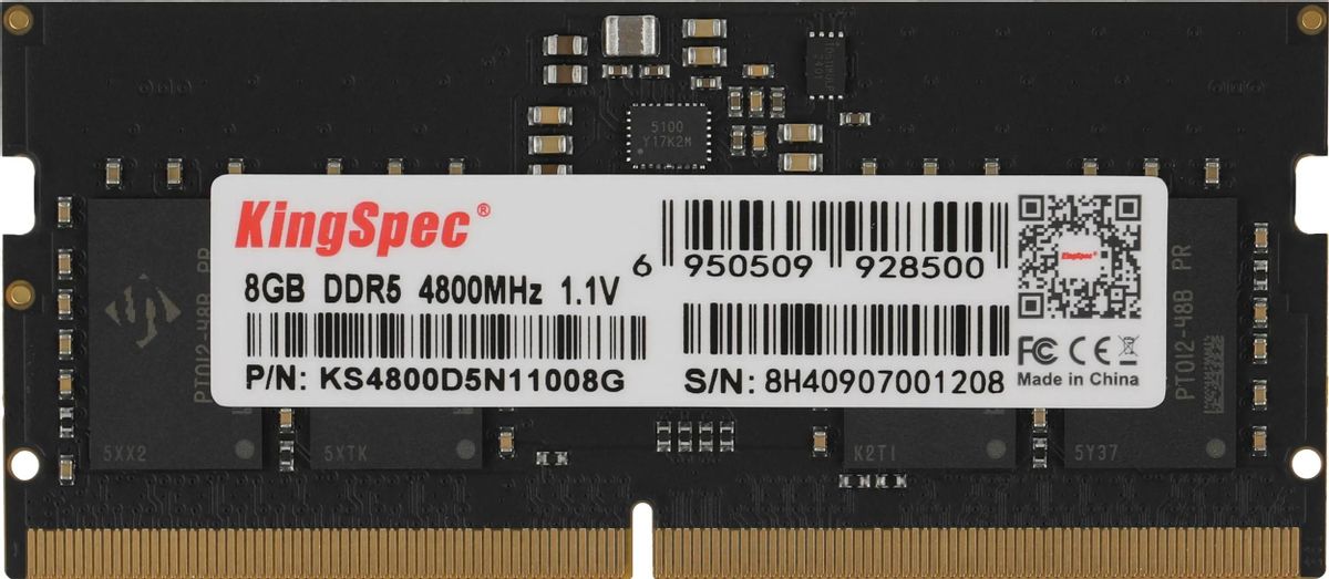 Модуль памяти SODIMM DDR5 8Gb PC38400 4800MHz Kingspec KS4800D5N11008G