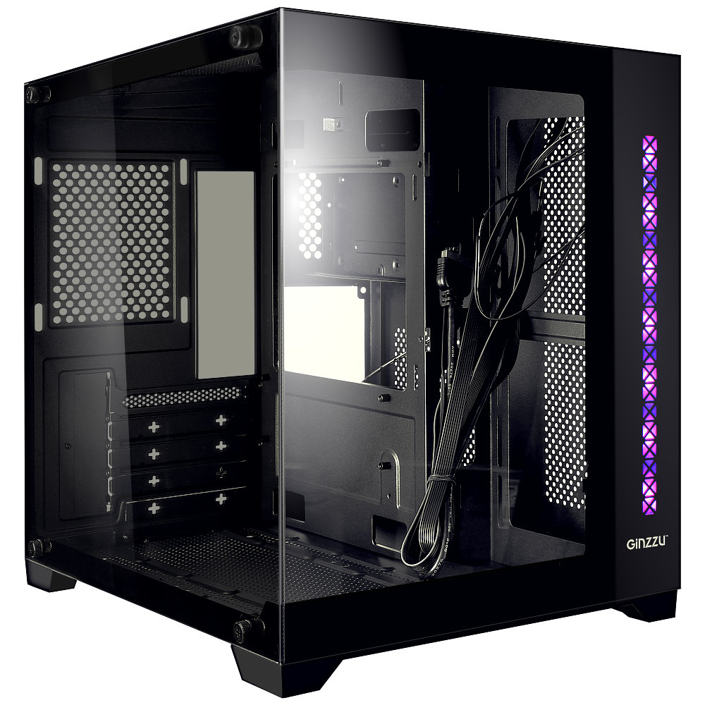 Корпус mATX кубик без БП Ginzzu V320 RGB