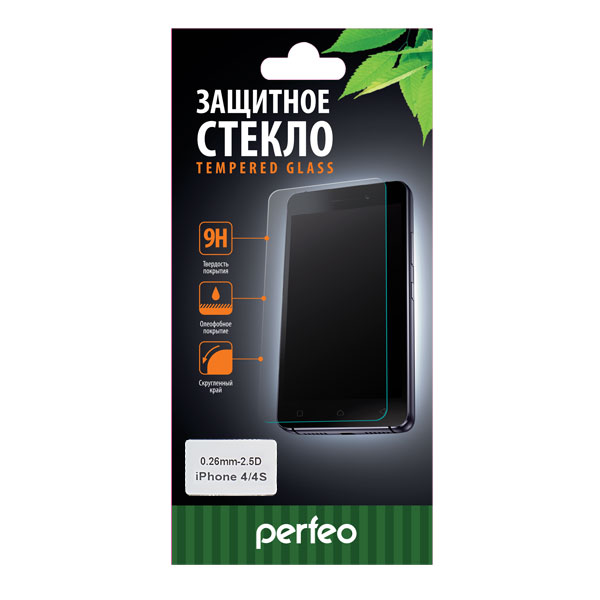 Защитное стекло для iPhone 4/4S Perfeo