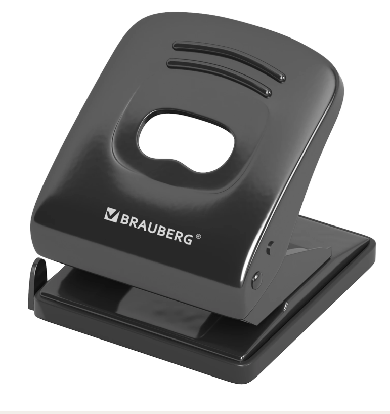 Дырокол металлический BRAUBERG «Office style», до 30 листов, черный, 273954