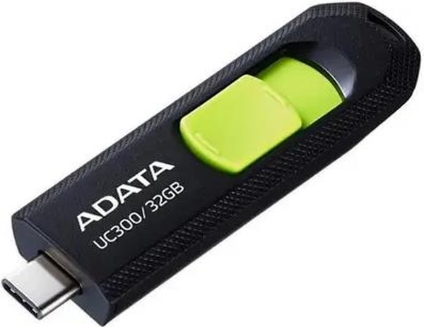 Флеш накопитель 32Gb USB 3.2 AData UC300 ACHO-UC300-32G-RBK/GN черный/зеленый