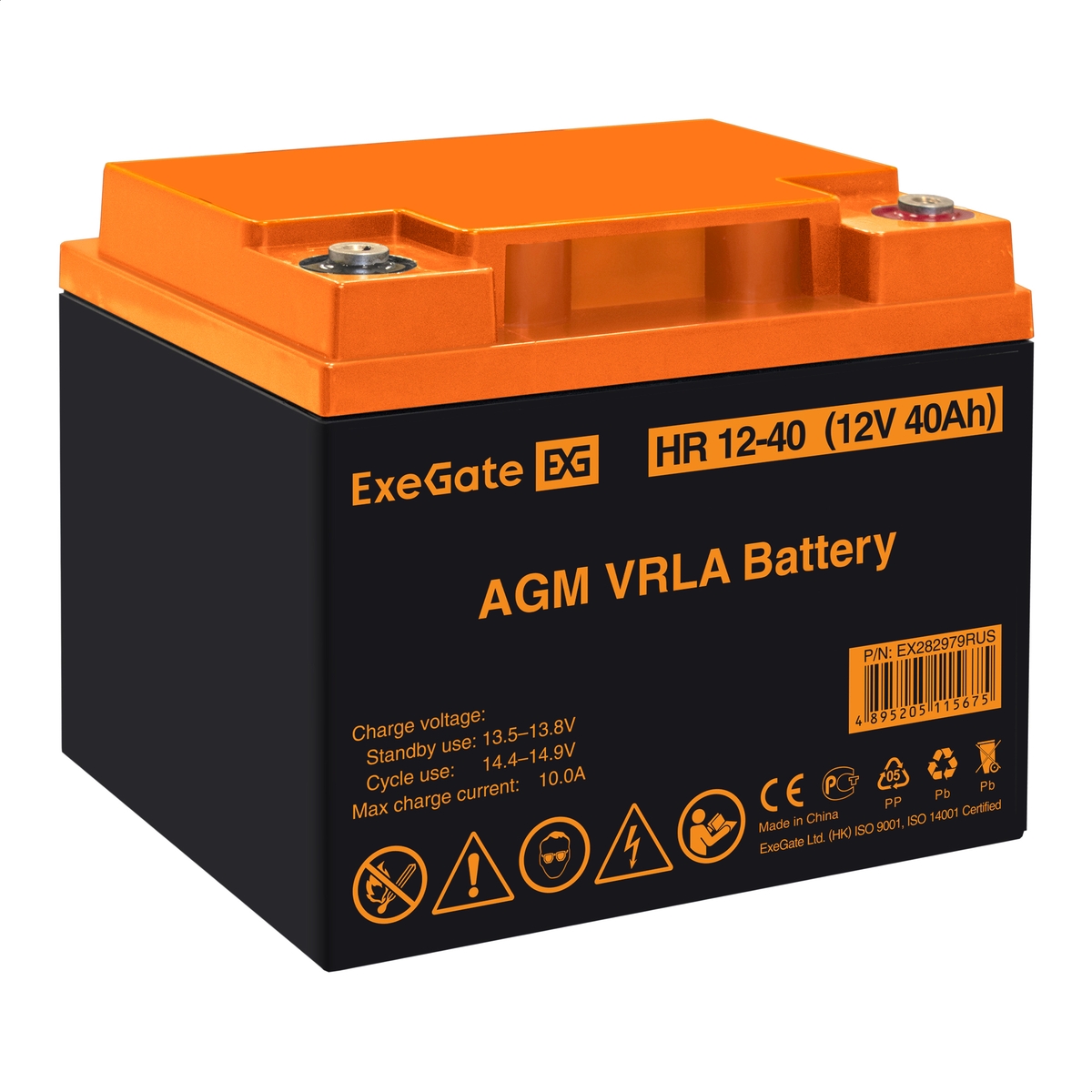 Аккумуляторная батарея ExeGate HR 12-40 (12V 40Ah, болт M6)