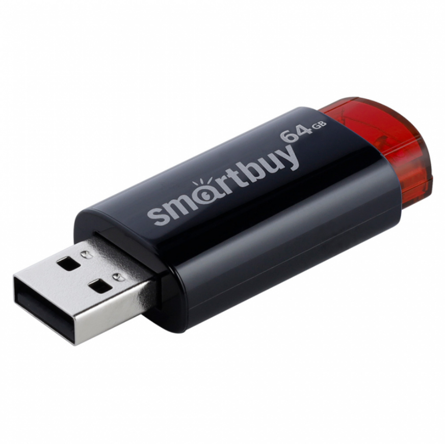 Флеш накопитель 64Gb USB 2.0 SmartBuy Click Black-Red (SB64GBCL-K)