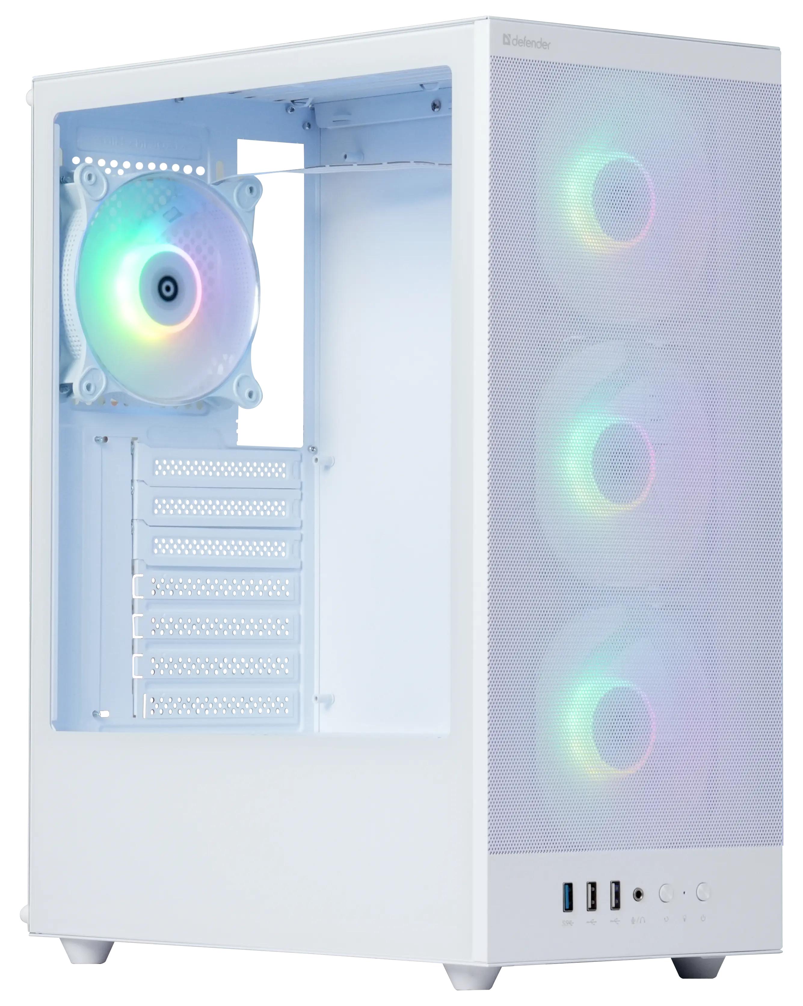 Корпус ATX без БП Defender RaptorX, белый (с кулерами)