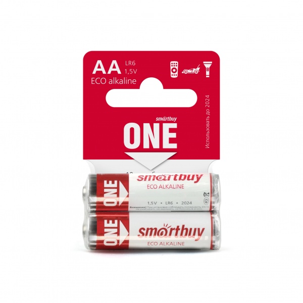Батарейка Smartbuy ONE алкалиновая LR6/2SB AA (SOBA-2A02SB-Eco), 2шт