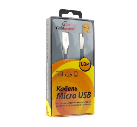 Кабель USB2.0 Cablexpert CC-G-mUSB01Bk-1.8M, AM/microB, серия Gold, 1.8м, черный, блистер