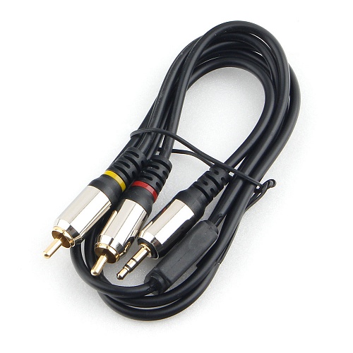 Кабель Audio 3.5мм/2*RCA Male-Male 1м Cablexpert CCAB-02-35M2RM-1MB PRO-серия, черный