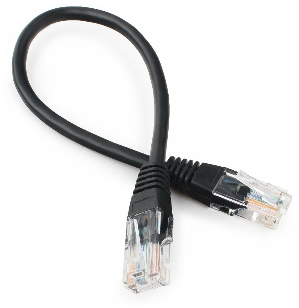 Патчкорд UTP Cablexpert PP12-0.25M/BK кат.5e, 0.25м, литой,многожильный (чёрный)