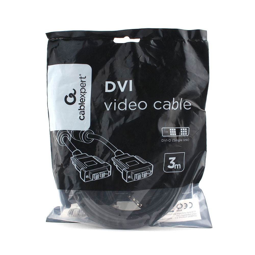 Кабель DVI-D, M-M, 3m, Cablexpert CC-DVIL-BK-10