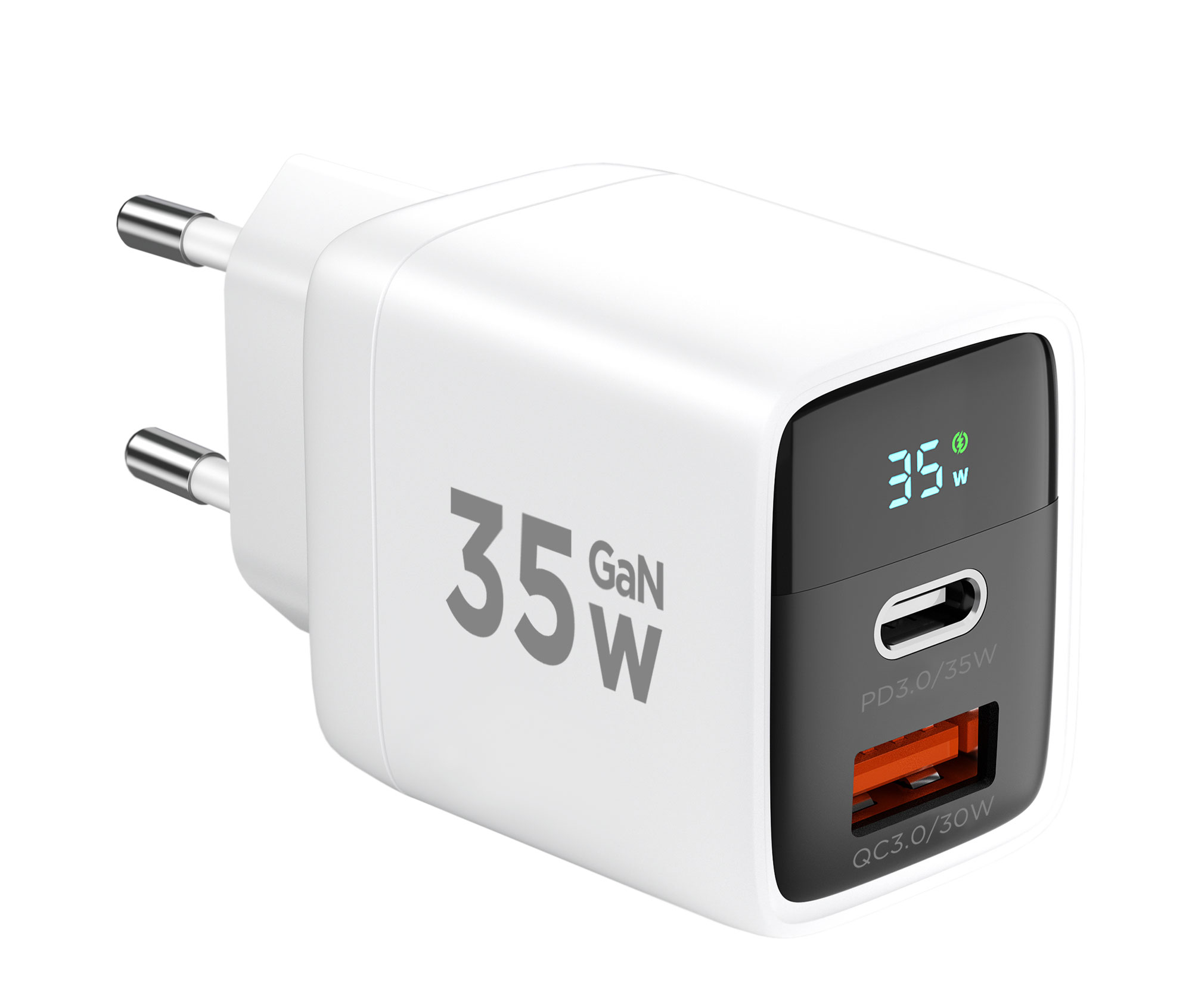 Универсальное СЗУ с дисплеем Cablexpert MP3A-PC-52 (35Вт, 1 USB, 1 Type-C, 3А), QC4.0/PD3.0, белый