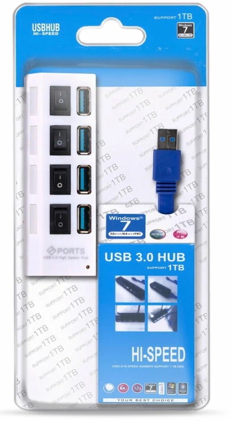 USB-концентратор Smartbuy SBHA-7304-W (4 порта USB 3.0, с выключателями портов), белый