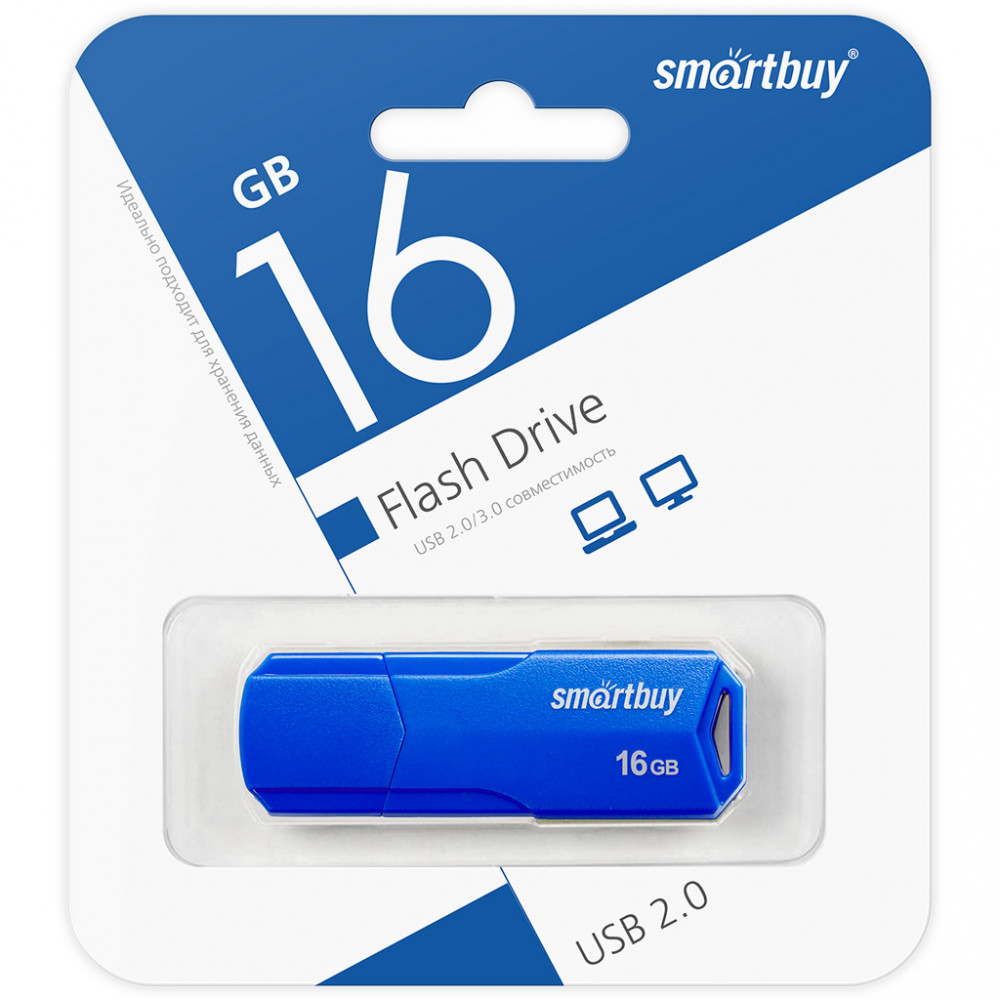 Флеш накопитель 16Gb USB 2.0 SmartBuy CLUE Blue (SB16GBCLU-BU)