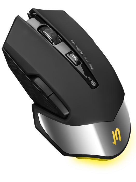 Мышь беспроводная аккумуляторная JETACCESS R201G черная, USB
